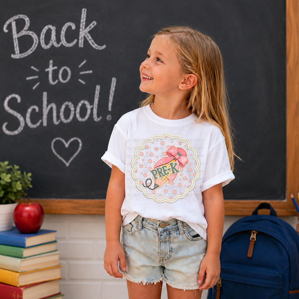 Girly Pencil w/Grade | Youth Tee | Comfort Colors, Performance Bella Canvas
