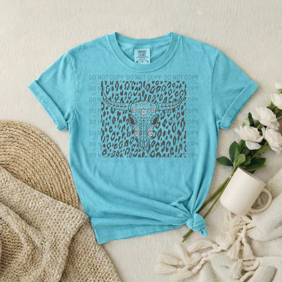 Trendy Leopard Longhorn | Comfort Colors | 9018 Youth Tee