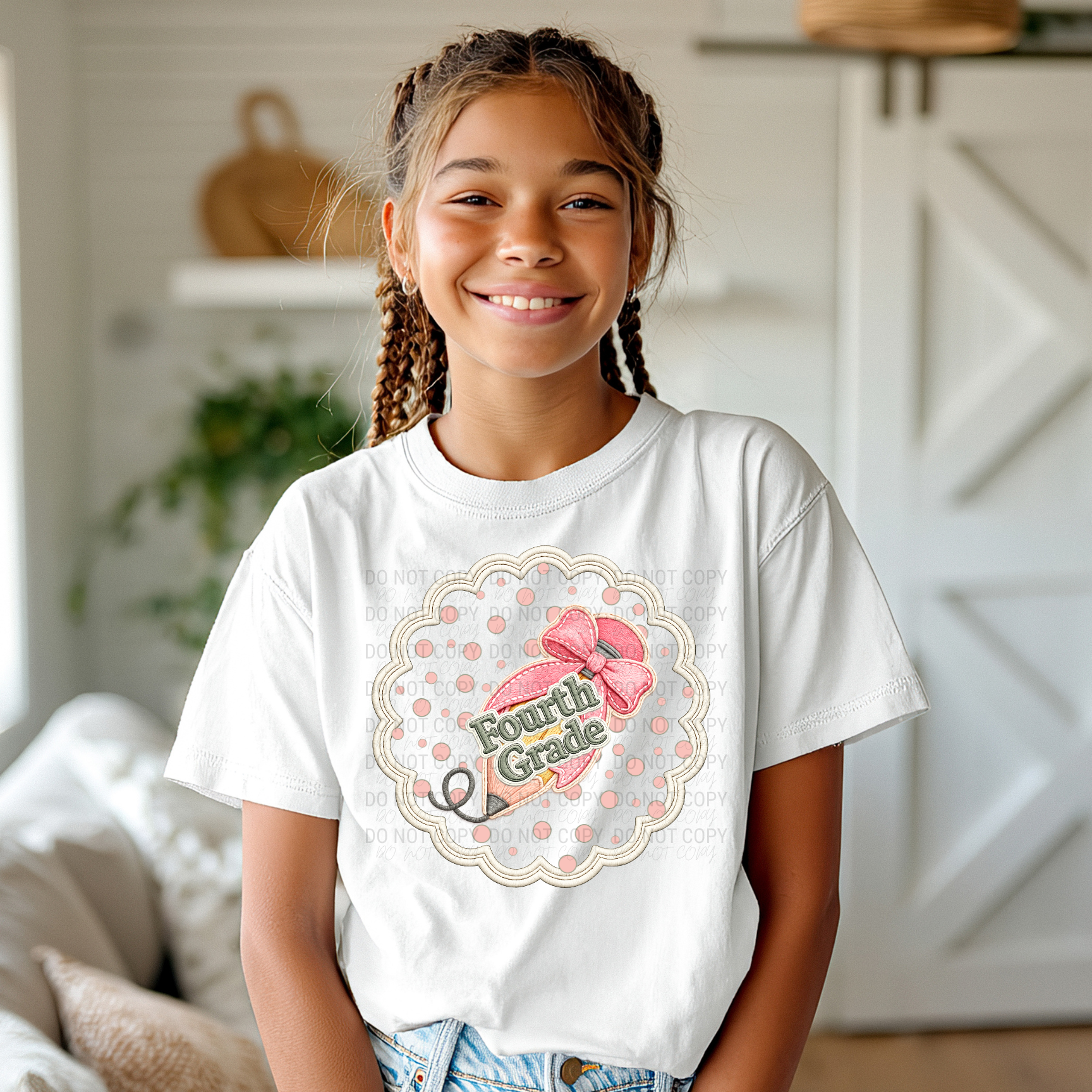 Girly Pencil w/Grade | Youth Tee | Comfort Colors, Performance Bella Canvas