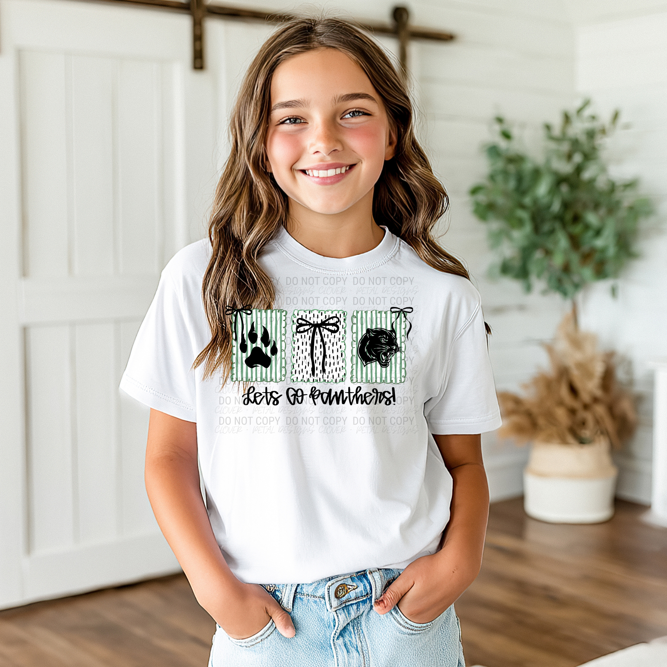 Let's Go Panthers Doodle  | Comfort Colors | 9018 Youth Tee