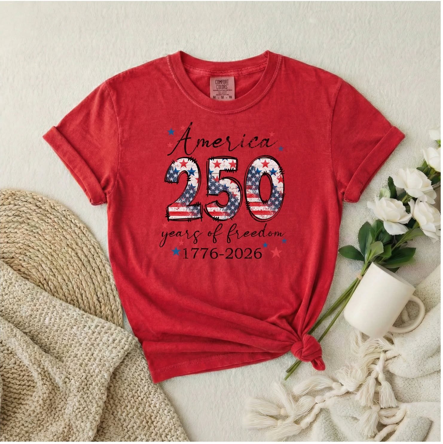 America 250 Anniversary Shirt Commemorative Independence Celebration Tee 1776 2026 Semiquincentennial Patriotic Apparel Distressed Flag Pattern Design Stars Stripes Graphics Red Shirt Perfect Fourth July Party Independence Day Event