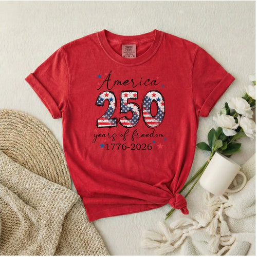 America 250 Anniversary Shirt Commemorative Independence Celebration Tee 1776 2026 Semiquincentennial Patriotic Apparel Distressed Flag Pattern Design Stars Stripes Graphics Red Shirt Perfect Fourth July Party Independence Day Event