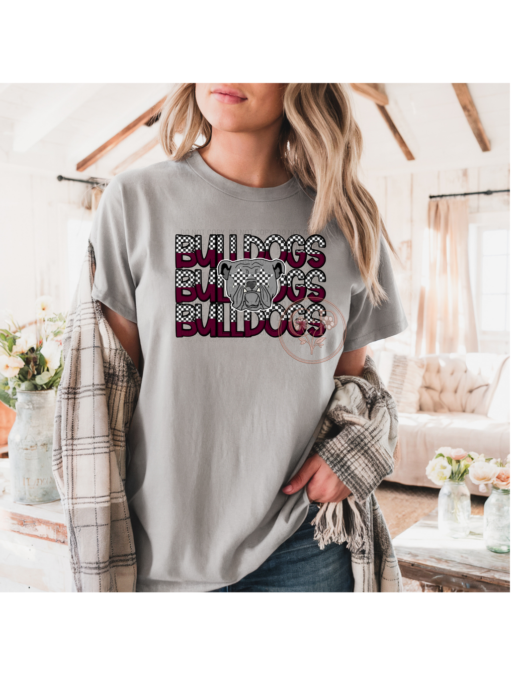 Checkered Stacked Mascot | Comfort Colors | 1717