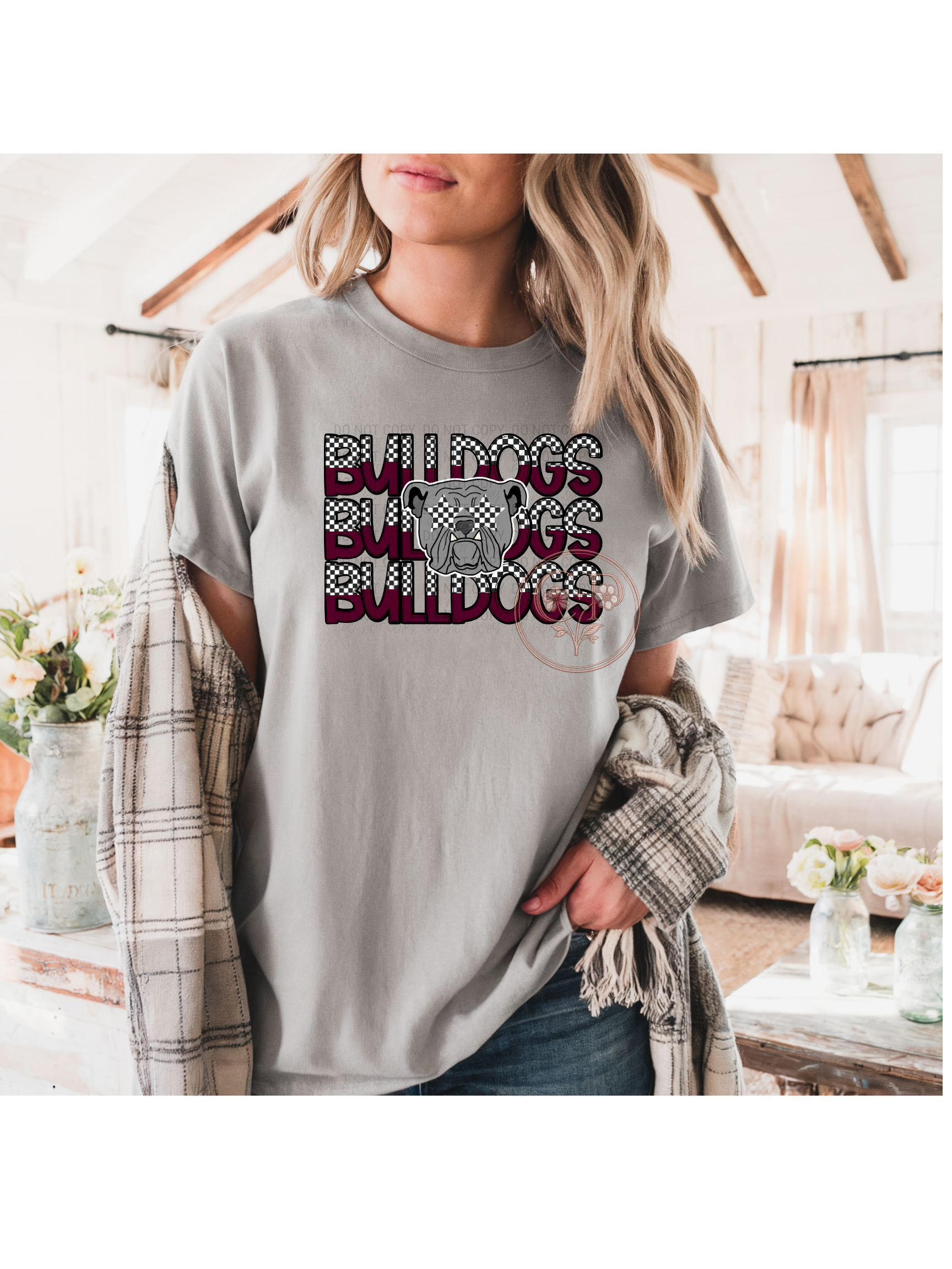 Checkered Stacked Mascot | Comfort Colors | 1717