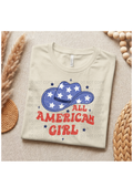Girl Patriotic Shirt Fourth July Celebration Outfit American Cowboy Hat Design Youth Tshirt Western Style Clothing Bella 3001 Cotton Tee Soft Comfortable Fabric Toddler Sizes Available Summer Holiday Wear Independence Day Shirt Memorial Day