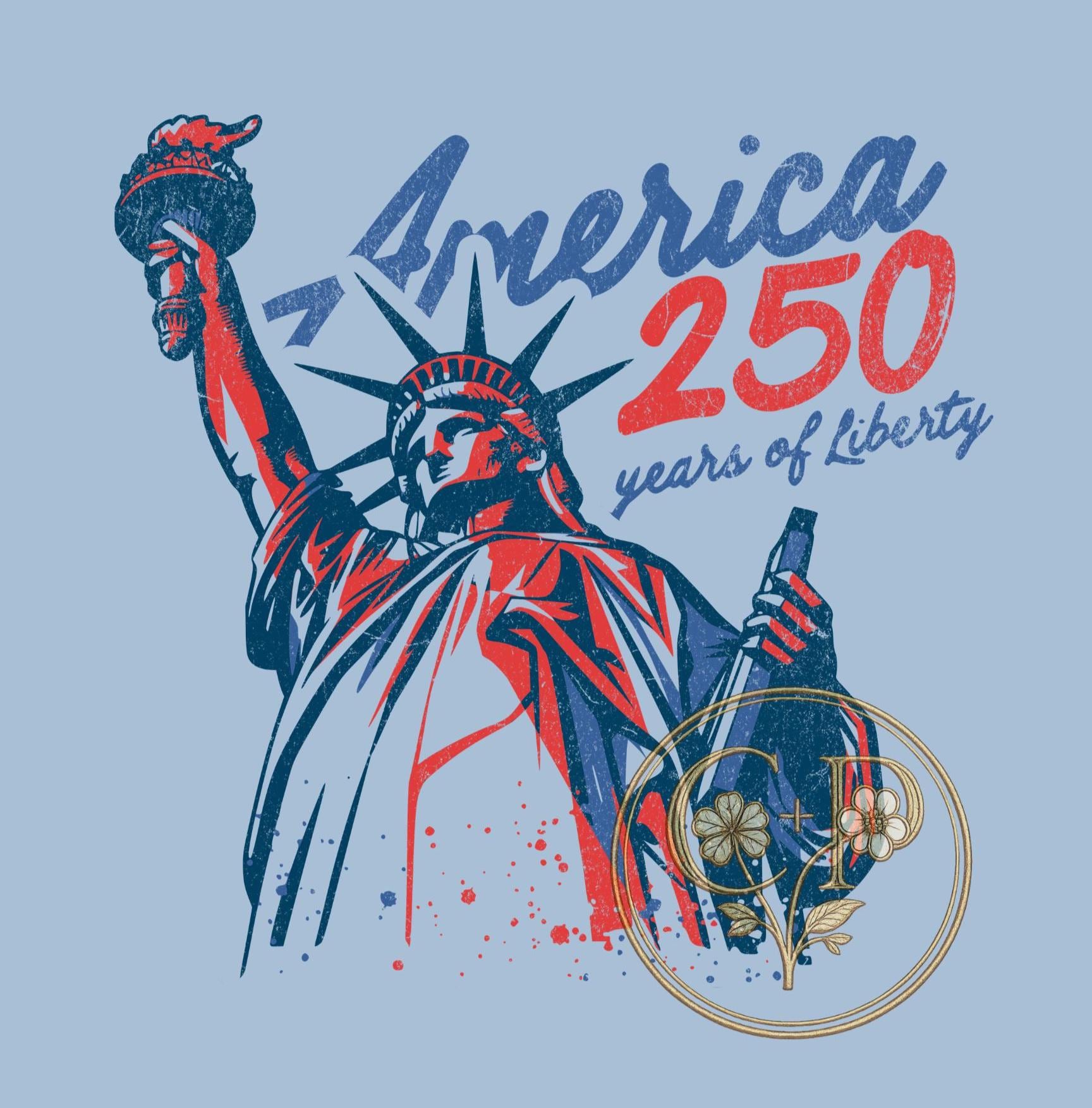 Statue Of Liberty Tshirt America 250 Celebration Shirt Vintage Distressed Design Comfort Colors 1717 Premium Tee Soft Garment Dyed Cotton Red Navy Patriotic Graphics 250th Anniversary Apparel Classic Americana Style Modern Boutique Quality